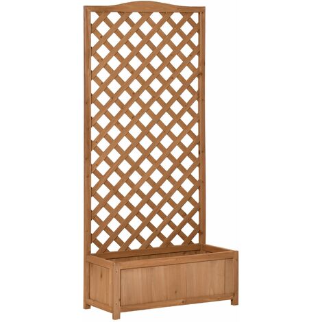 Fioriera Verticale Da Giardino 76x36x170 Cm Con Traliccio Per Piante Rampicanti Marrone