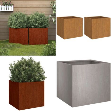Fioriere 2 pz 42x40x39 cm Acciaio Corten - Fioriere per giardino - Fioriere per balcone