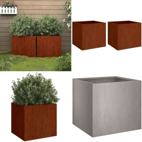 Fioriere 2 pz 49x47x46 cm Acciaio Corten - Fioriere per giardino - Fioriere per balcone