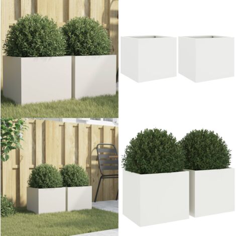 Fioriere 2 pz Bianche 32x30x29 cm in Acciaio - Fioriere per giardino - Fioriere per balcone
