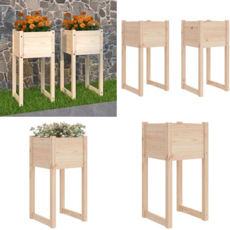 Fioriere 2 pz Bianche 40x40x81 cm in Legno Massello di Pino - Fioriere per giardino - Fioriere per balcone