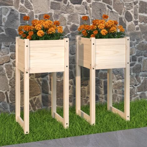 Fioriere 2 pz Bianche 40x40x81 cm in Legno Massello di Pino vidaXL