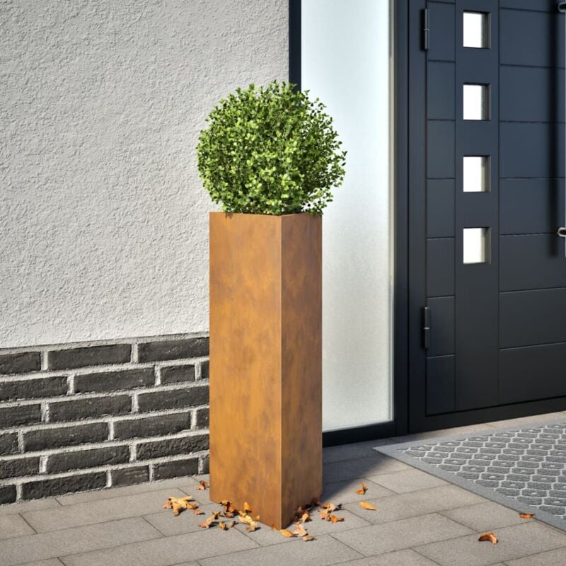 Fioriere da Giardino 2 pz Triangolari 30x26x75cm Acciaio Corten