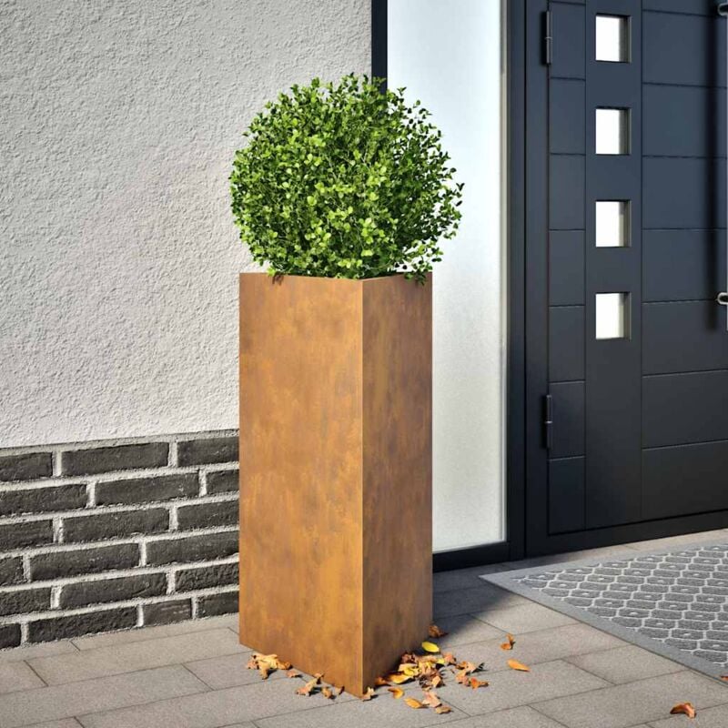 Fioriere da Giardino 2 pz Triangolari 40x40x75cm Acciaio Corten