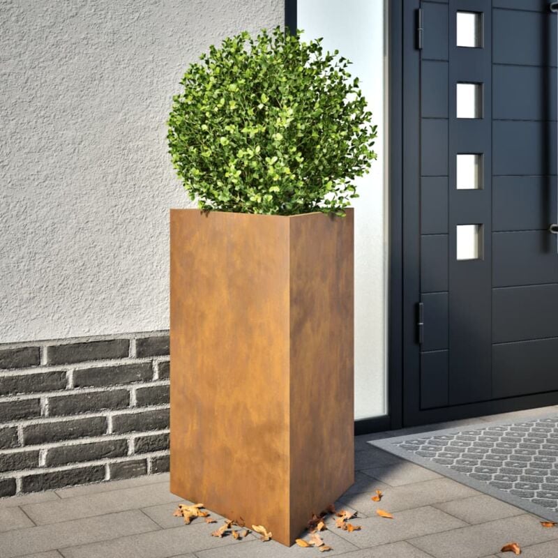 Fioriere da Giardino 2 pz Triangolari 50x43x75cm Acciaio Corten