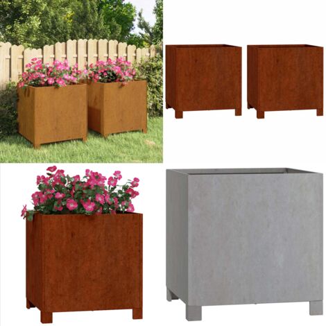 Fioriere con Gambe 2pz Ruggine 40x40x40 cm Acciaio Corten - Fioriere in acciaio corten - Fioriere per giardino