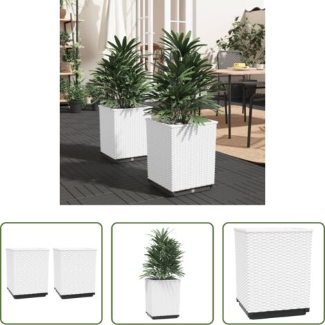 Fioriere da balcone -  Fioriere 2 pz Bianche 30x30x37 cm in Polipropilene