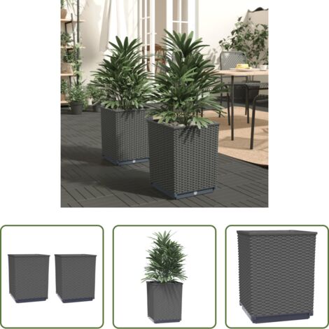 Fioriere da balcone -  Fioriere 2 pz Nere 30x30x37 cm in Polipropilene