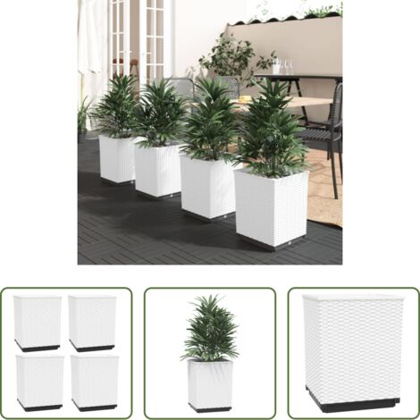 Fioriere da balcone -  Fioriere 4 pz Bianche 30x30x37 cm in Polipropilene