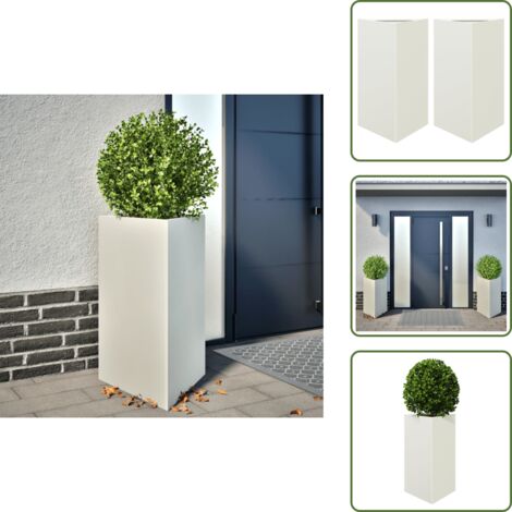 Fioriere da balcone - vidaXL Fioriere 2 pz Bianche Triangolari 50x43x75 cm in Acciaio - Fioriere per piante