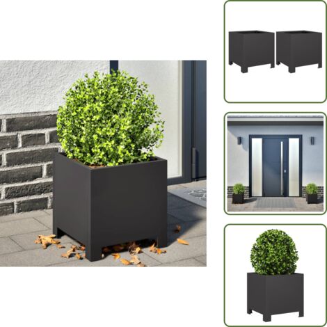 Fioriere da balcone - vidaXL Fioriere da Giardino 2 pz Nere 30x30x30 cm in Acciaio - Fioriere per piante