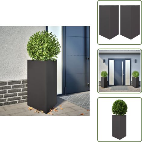 Fioriere da balcone - vidaXL Fioriere da Giardino 2 pz Nere Triangolari 50x43x75 cm Acciaio - Fioriere per piante