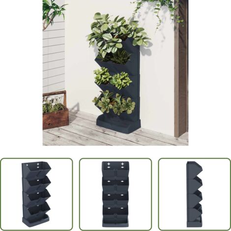 Fioriere da esterno -  Set per Piante Giardino Verticale 4 pz Antracite Polipropilene