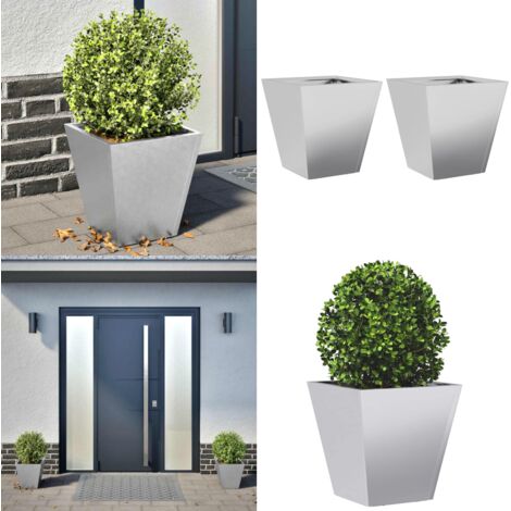 Fioriere da Giardino 2 pz 30x30x30 Grigie in Acciaio Zincato - Fioriere in acciaio zincato - Fioriere per balcone