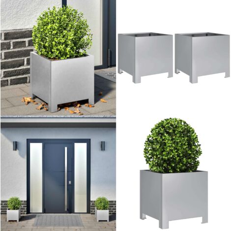 Fioriere da Giardino 2 pz 30x30x30 Grigie in Acciaio Zincato - Fioriere in acciaio zincato - Fioriere per balcone