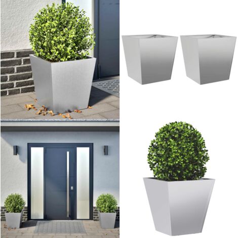 Fioriere da Giardino 2 pz 40x40x40 cm in Acciaio Zincato - Fioriere in acciaio zincato - Fioriere per balcone