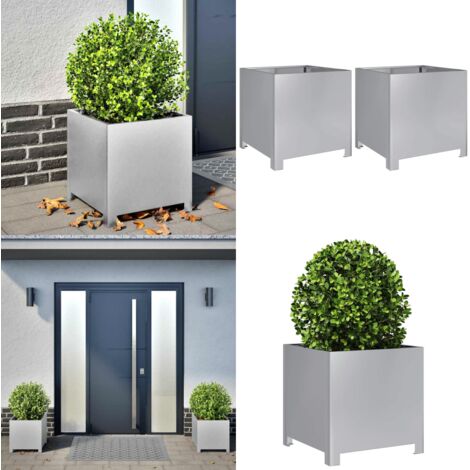 Fioriere da Giardino 2 pz 40x40x40 cm in Acciaio Zincato - Fioriere in acciaio zincato - Fioriere per balcone