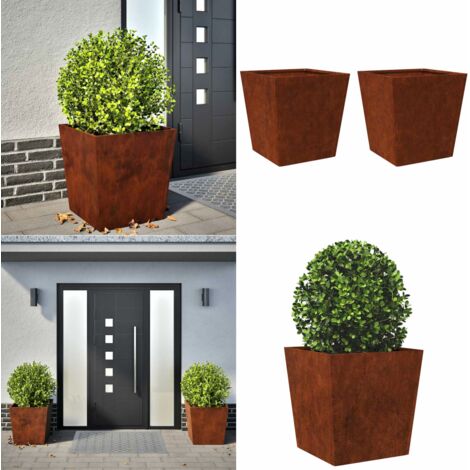 Fioriere da Giardino 2 pz 50x50x50 cm in Acciaio Corten - Fioriere in acciaio corten - Fioriere da balcone