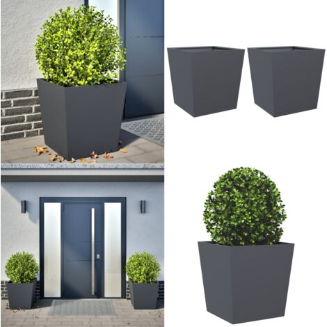 Fioriere da Giardino 2 pz Antracite 50x50x50 cm in Acciaio - Fioriere in acciaio - Fioriere per balcone