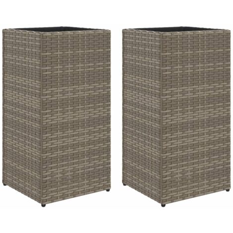 Fioriere da Giardino 2 pz Grigie 30x30x60 cm in Polyrattan vidaXL