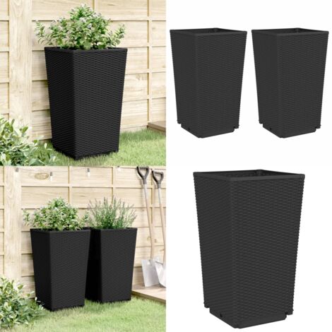 Fioriere da Giardino 2 pz Nere 32,5x32,5x57 cm in PP - Fioriere da patio - Fioriere in PP