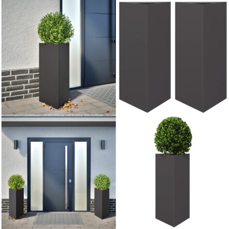 Fioriere da Giardino 2 pz Nere Triangolari 40x34,5x70cm Acciaio - Fioriere triangolari - Fioriere in acciaio