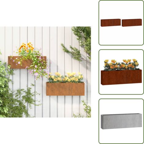 Fioriere da giardino - vidaXL Fioriere da Parete 2 pz Ruggine in Acciaio Corten 53x10x17 cm - Fioriere da balcone