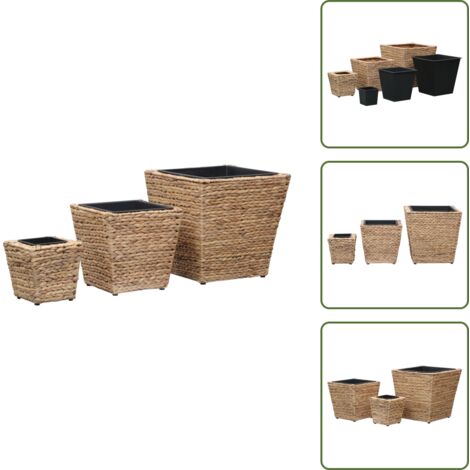 Fioriere da interno - vidaXL Letti Rialzati 3 pz in Giacinto Intrecciato - Fioriere con vasi interni