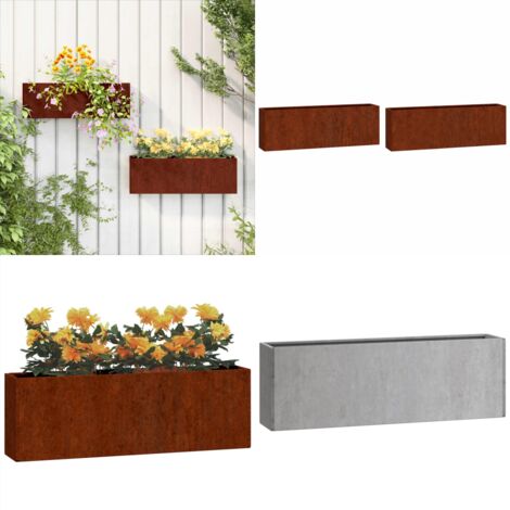Fioriere da Parete 2 pz Ruggine in Acciaio Corten 53x10x17 cm - Fioriere in acciaio corten - Fioriere in acciaio resistente