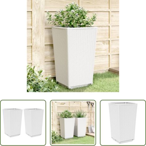 Fioriere da patio -  Fioriere da Giardino 2 pz Bianche 32,5x32,5x57 cm in PP