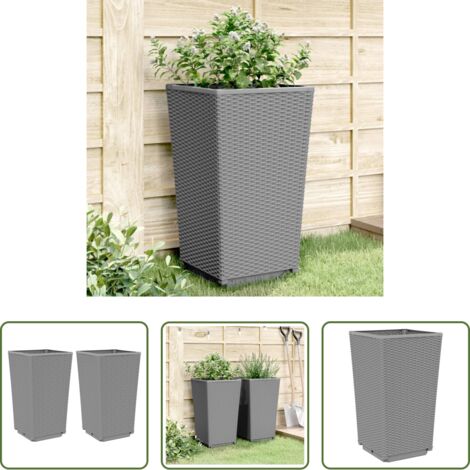 Fioriere da patio -  Fioriere da Giardino 2 pz Grigio Chiaro 32,5x32,5x57 cm in PP