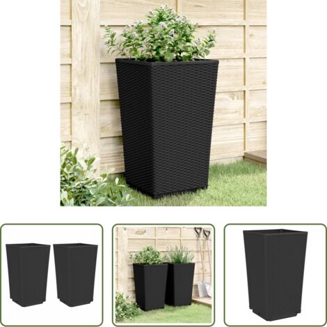 Fioriere da patio -  Fioriere da Giardino 2 pz Nere 32,5x32,5x57 cm in PP