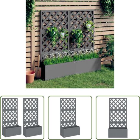 Fioriere esterne -  Fioriere a Traliccio 2pz Grigie 65x33x135 cm WPC