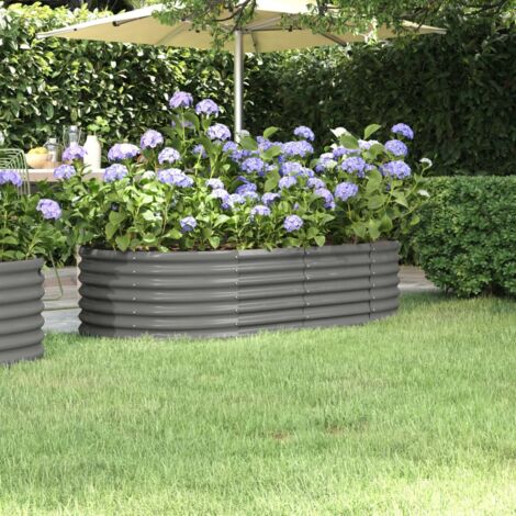 Fioriere Giardino，Letto Giardino，Orti rialzati Acciaio Verniciato a Polvere 152x80x36 cm Grigio XZZ708813 BonneVie