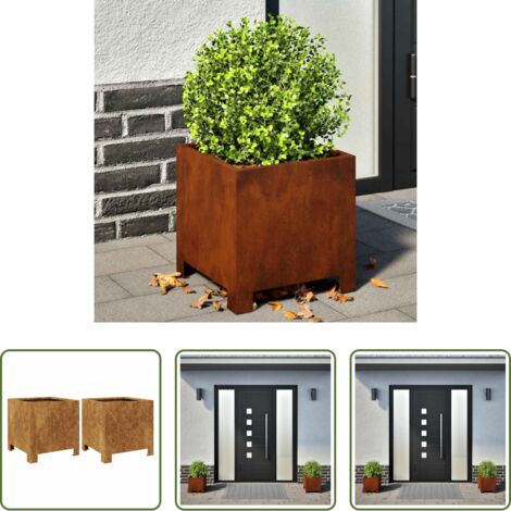 Fioriere in acciaio corten -  Fioriere da Giardino 2 pz 30x30x30 cm in Acciaio Corten