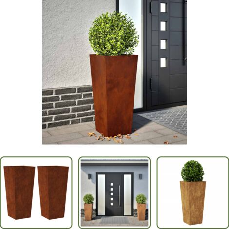 Fioriere in acciaio corten -  Fioriere da Giardino 2 pz 35x35x75 cm in Acciaio Corten