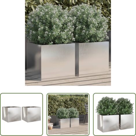 Fioriere in acciaio inossidabile -  Fioriere 2 pz Argento 32x30x29 cm in Acciaio Inox