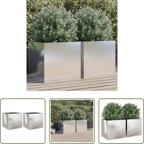 Fioriere in acciaio inox -  Fioriere 2 pz Argento 49x47x46 cm in Acciaio Inox