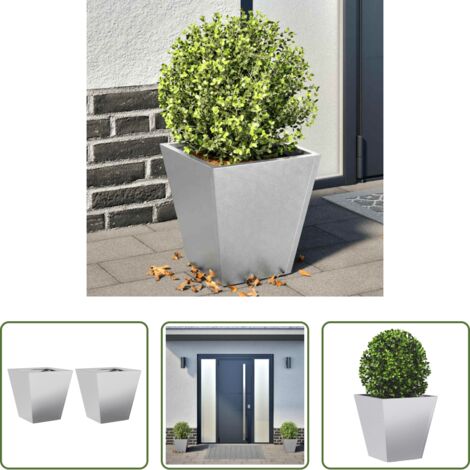 Fioriere in acciaio zincato -  Fioriere da Giardino 2 pz 30x30x30 Grigie in Acciaio Zincato