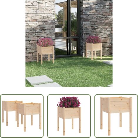 Fioriere in legno -  Fioriere da Giardino 2 pz 50x50x70 cm in Legno Massello di Pino