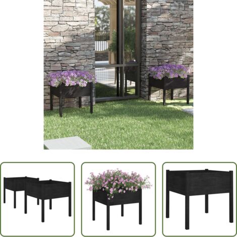 Fioriere in legno -  Fioriere da Giardino 2 pz Nere 70x70x70 cm in Massello di Pino