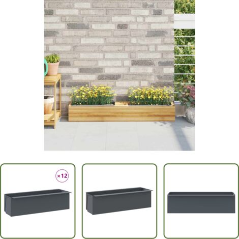 Fioriere in PP -  Fioriere per Europallet 12 pz Grigio 36x13,5x9,5 cm in PP