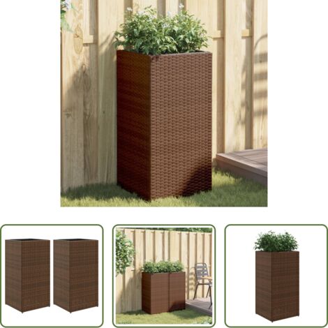 Fioriere in rattan -  Fioriere da Giardino 2 pz Marrone 40x40x80 cm in Polyrattan