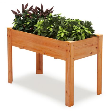 Fioriere Letto rialzato da giardino da esterno in legno di abete con fori di drenaggio Fioriere Letto rialzato da giardino per piante Arancione