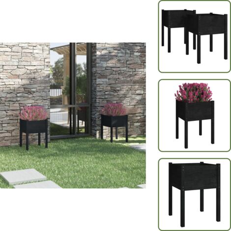 Fioriere nere - vidaXL Fioriere da Giardino 2 pz Nere 50x50x70 cm in Massello di Pino - Fioriere all'aperto