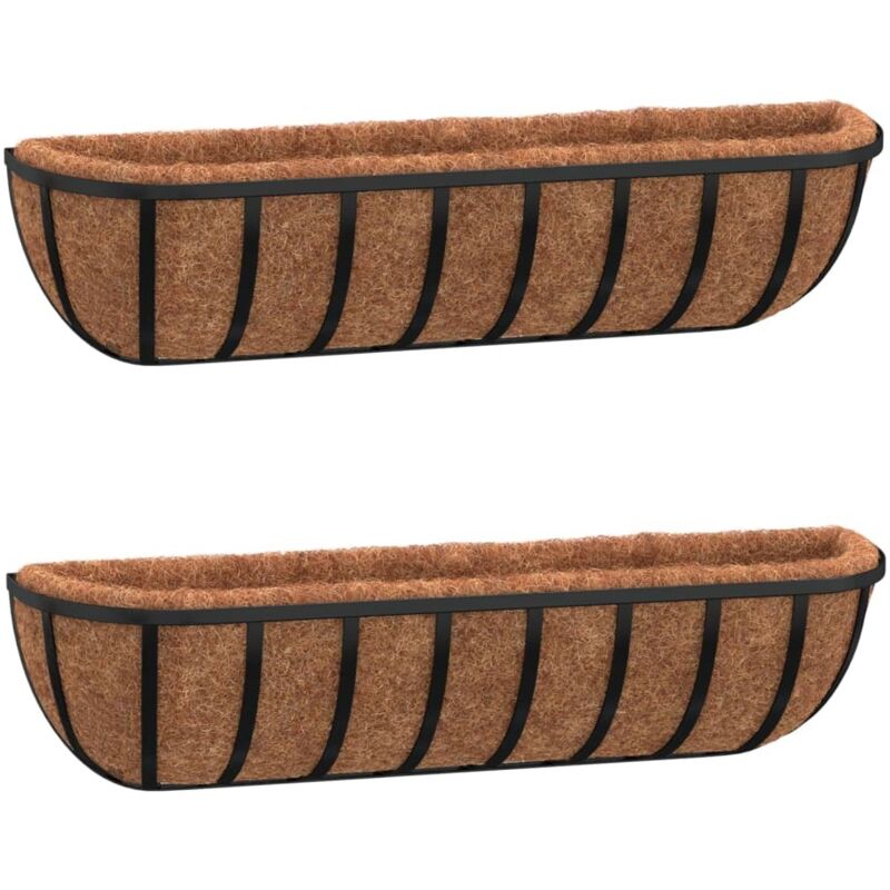 Jardinières murales 2 pcs en coco noir 76x21x16 cm acier vidaXL