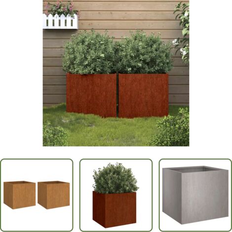 Fioriere per giardino -  Fioriere 2 pz 42x40x39 cm Acciaio Corten