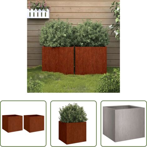 Fioriere per giardino -  Fioriere 2 pz 49x47x46 cm Acciaio Corten