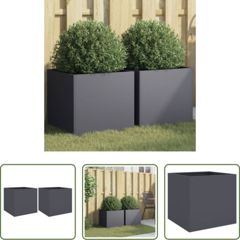 Fioriere per giardino -  Fioriere 2 pz Antracite 42x40x39 cm in Acciaio