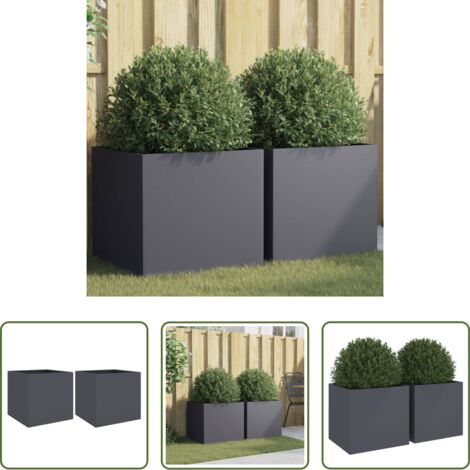 Fioriere per giardino - Fioriere 2 pz Antracite 49x47x46 cm Acciaio